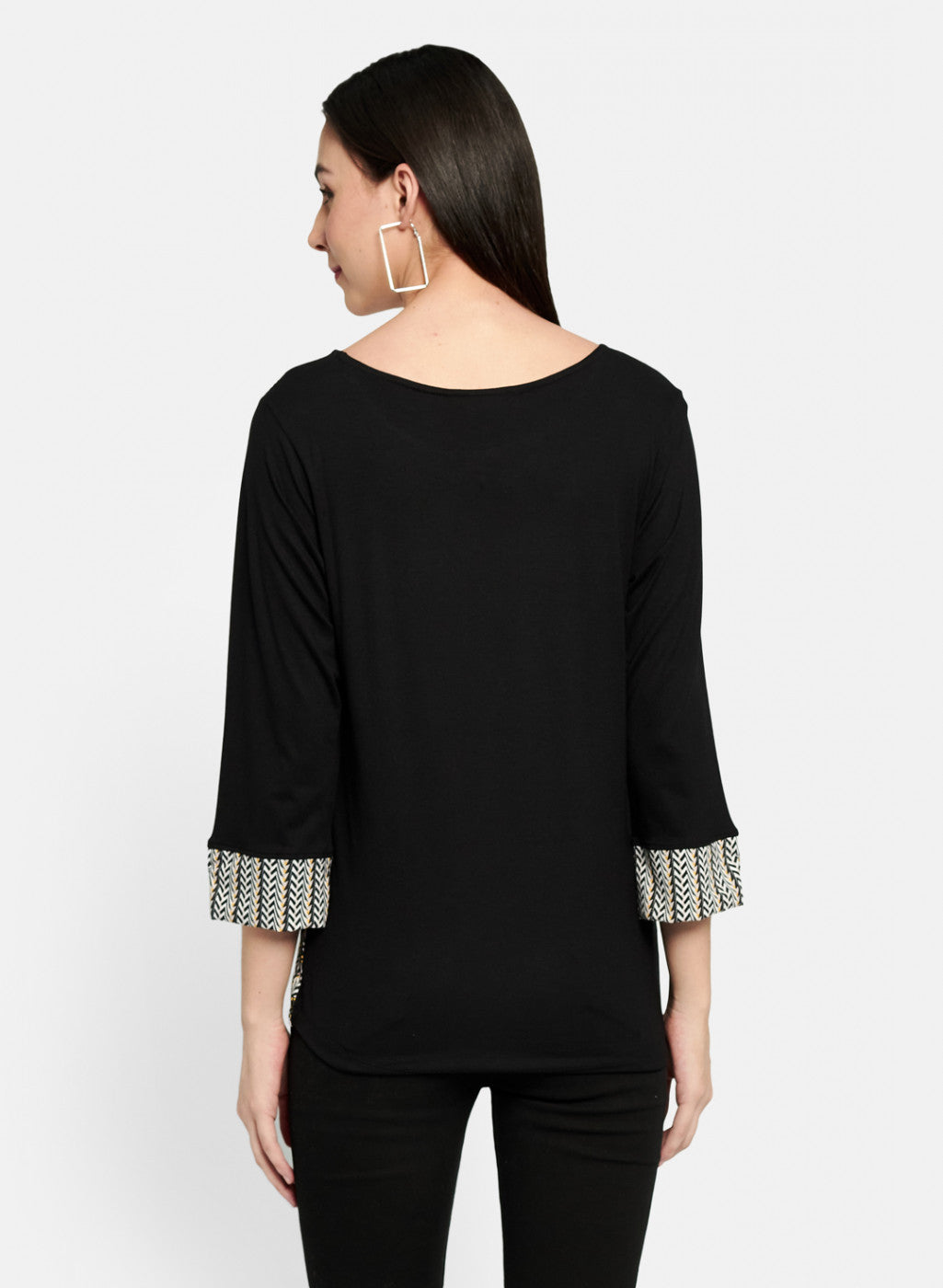 Womens Black Printed Top