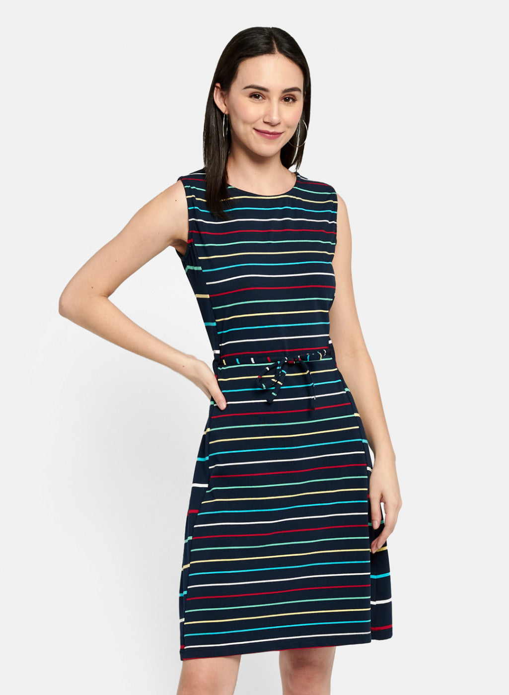 Womens Navy Blue Stripe Dress