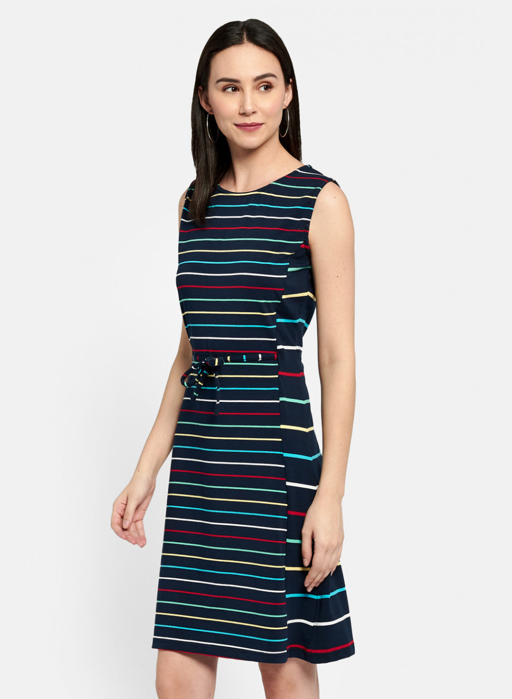 Womens Navy Blue Stripe Dress