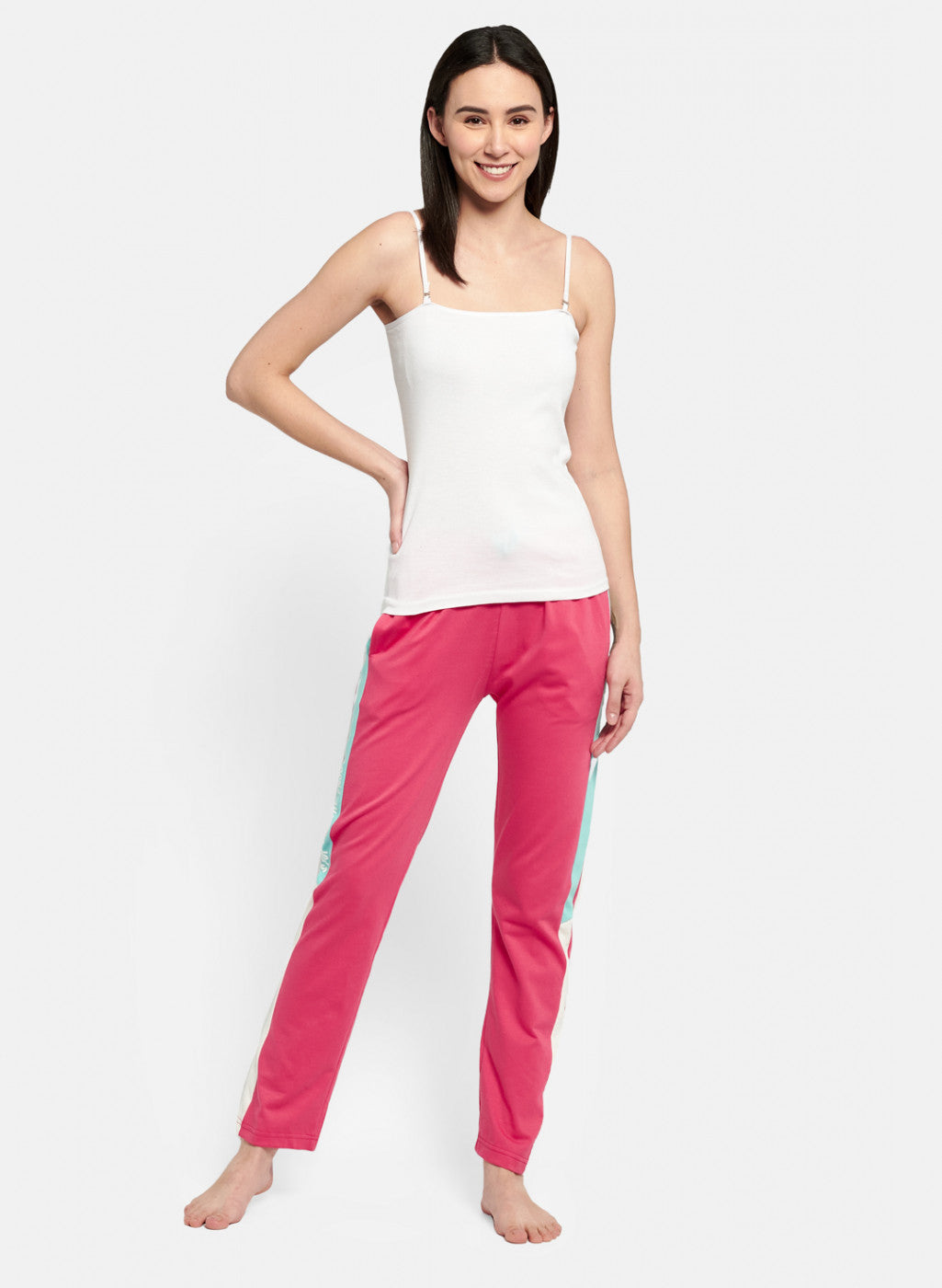 Womens Pink & Blue Regular Fit Lower