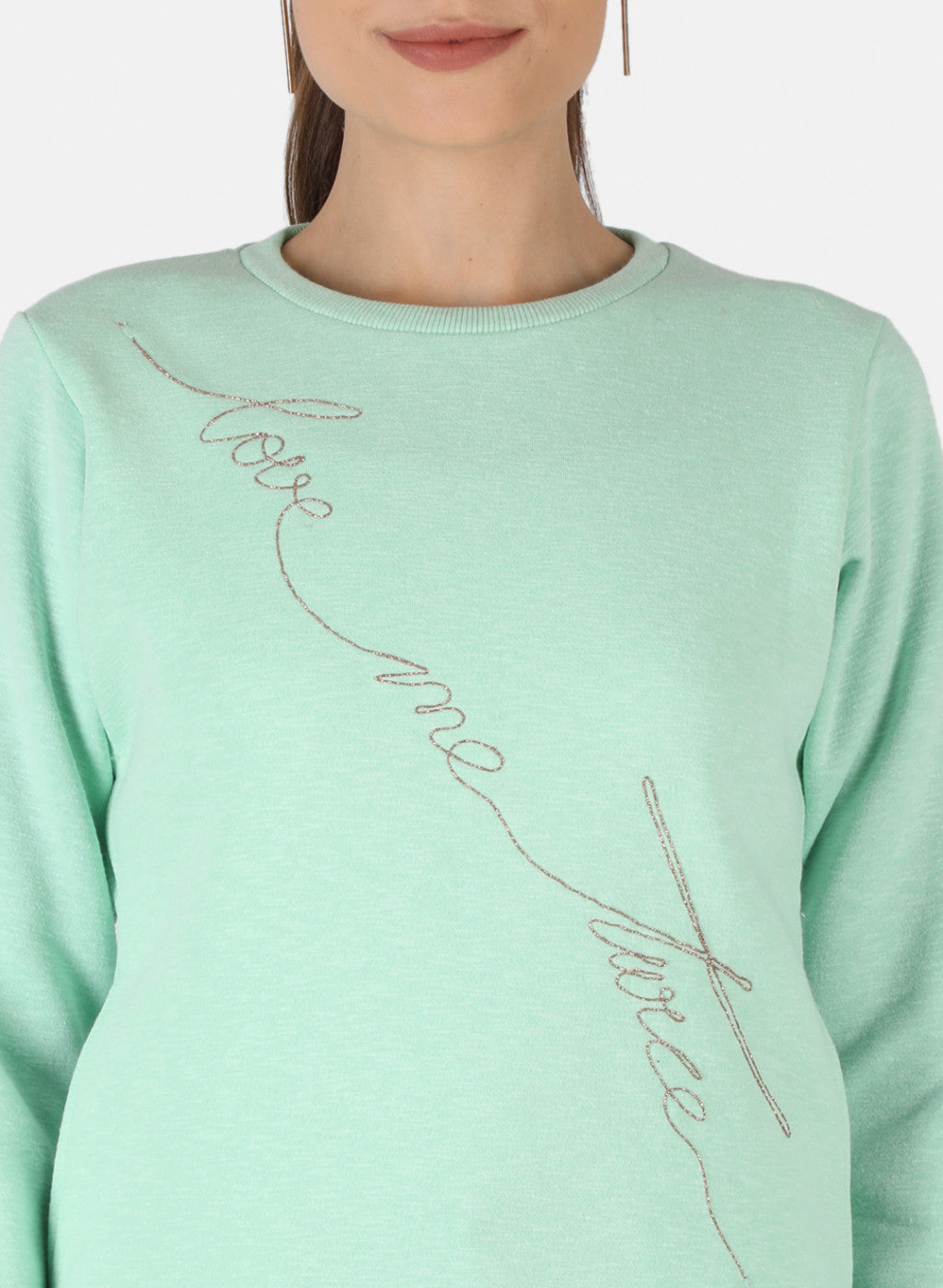 Women Green Embroidered Sweatshirt