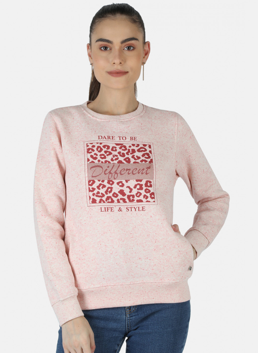 Women Pink Printed Sweatshirt