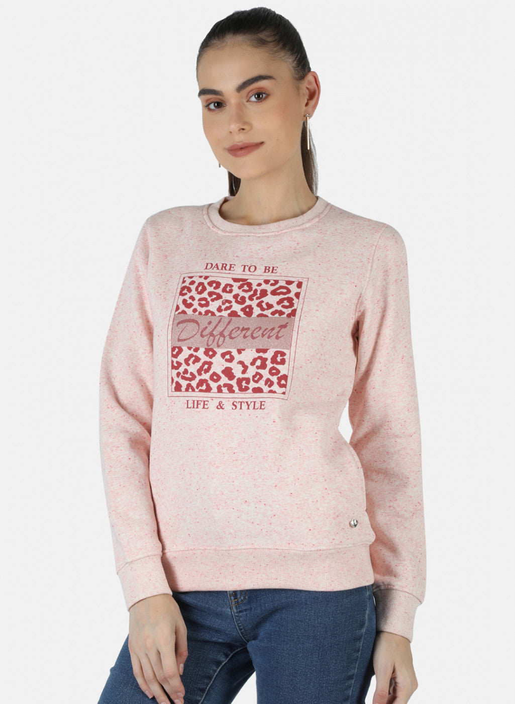 Women Pink Printed Sweatshirt