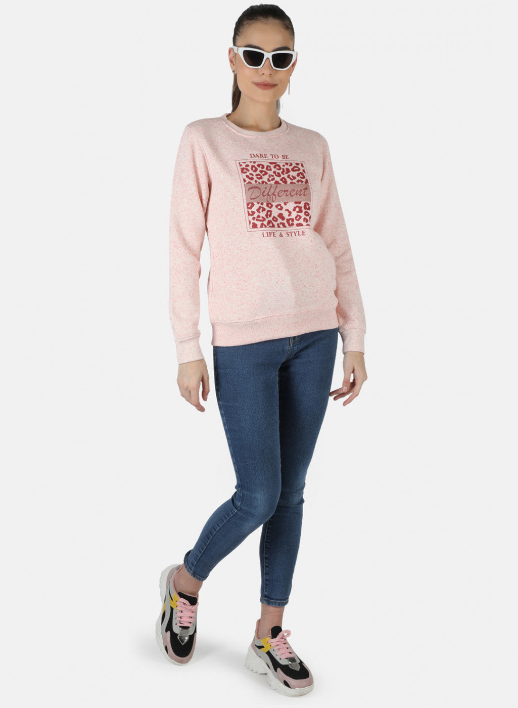 Women Pink Printed Sweatshirt