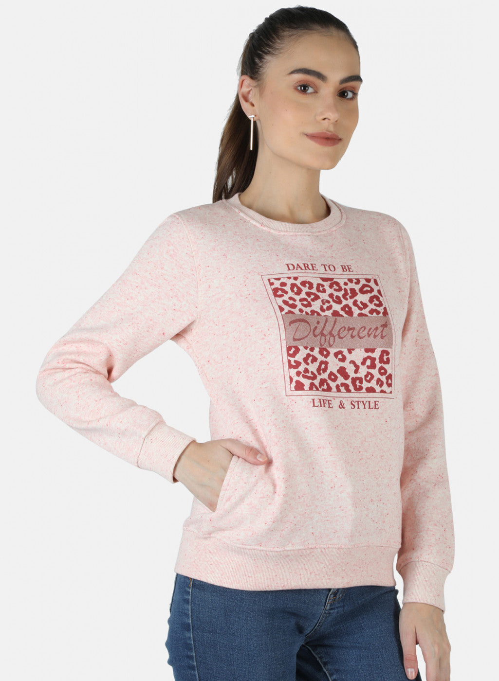 Women Pink Printed Sweatshirt