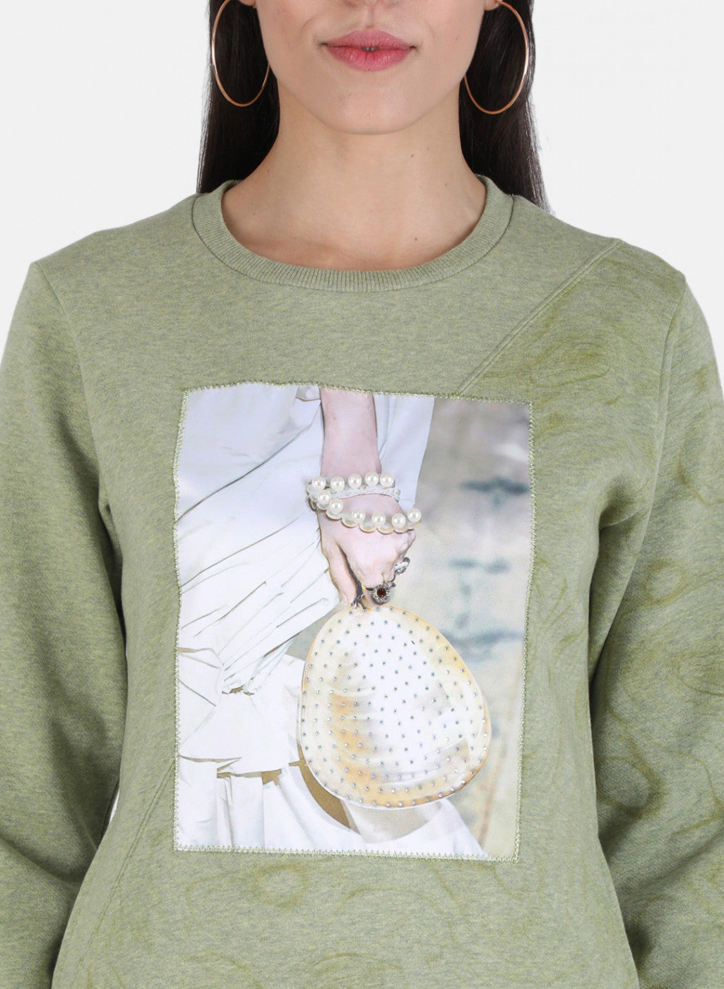 Women Green Printed Sweatshirt