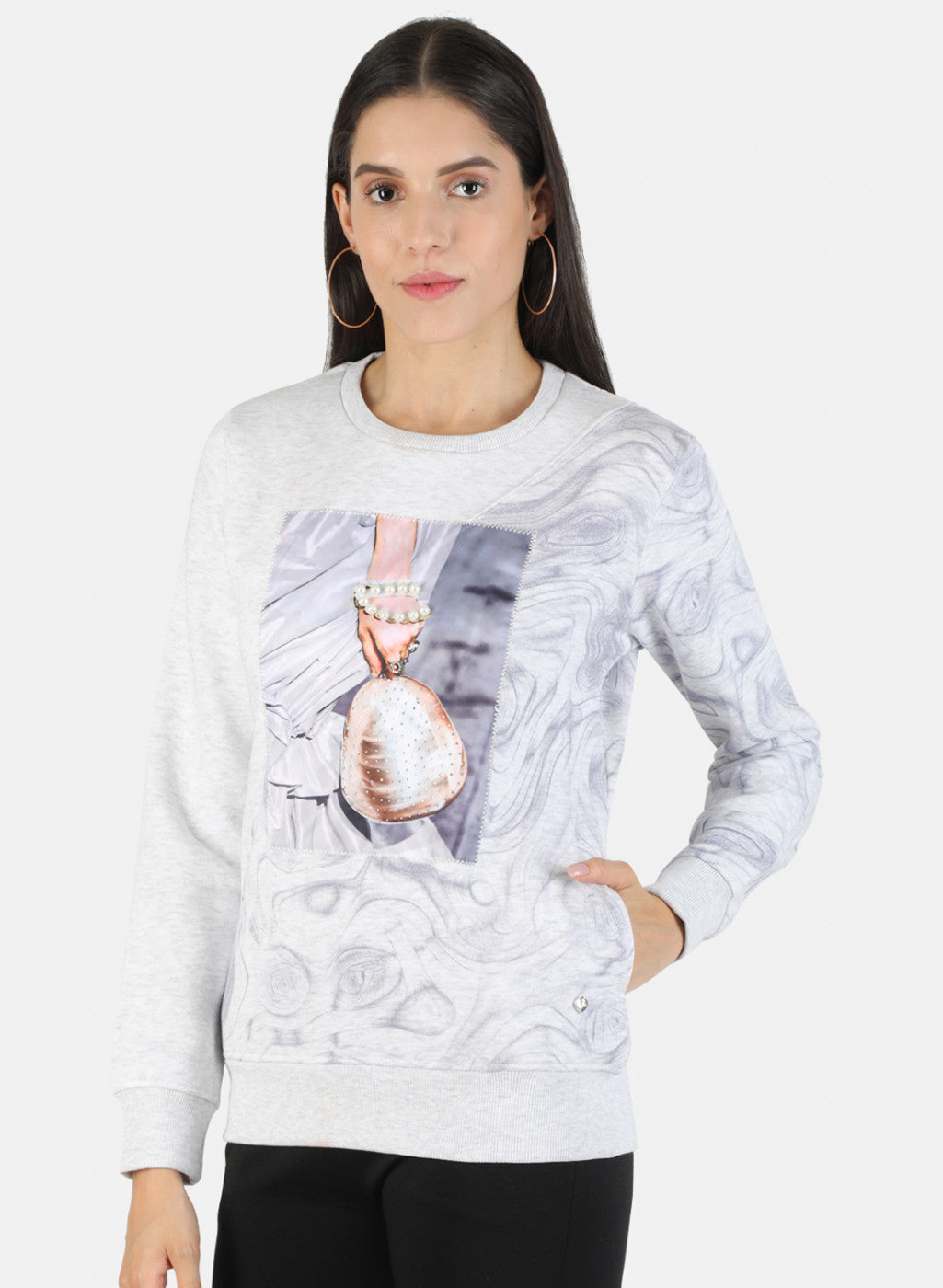 Women Beige Printed Sweatshirt