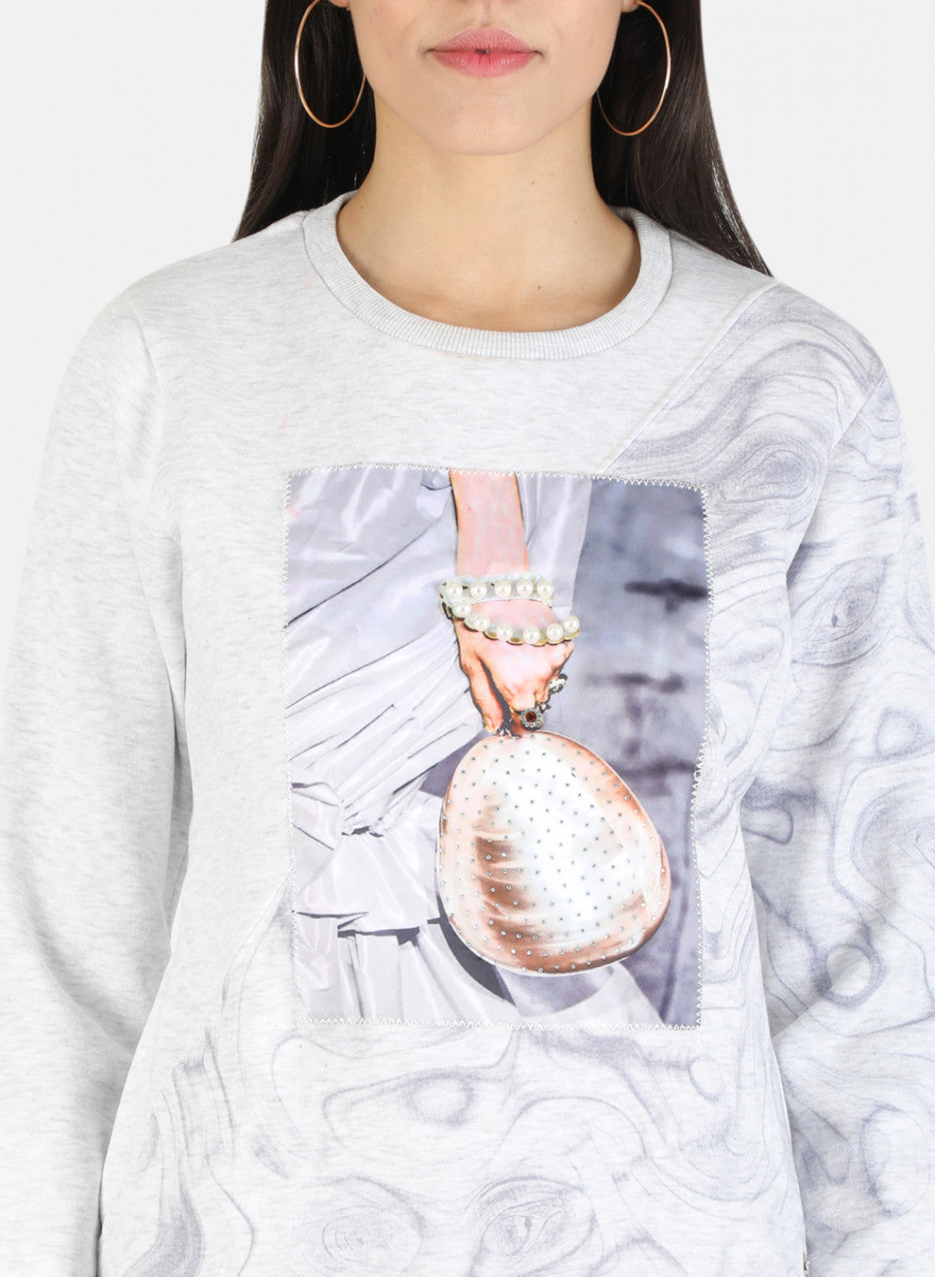 Women Beige Printed Sweatshirt