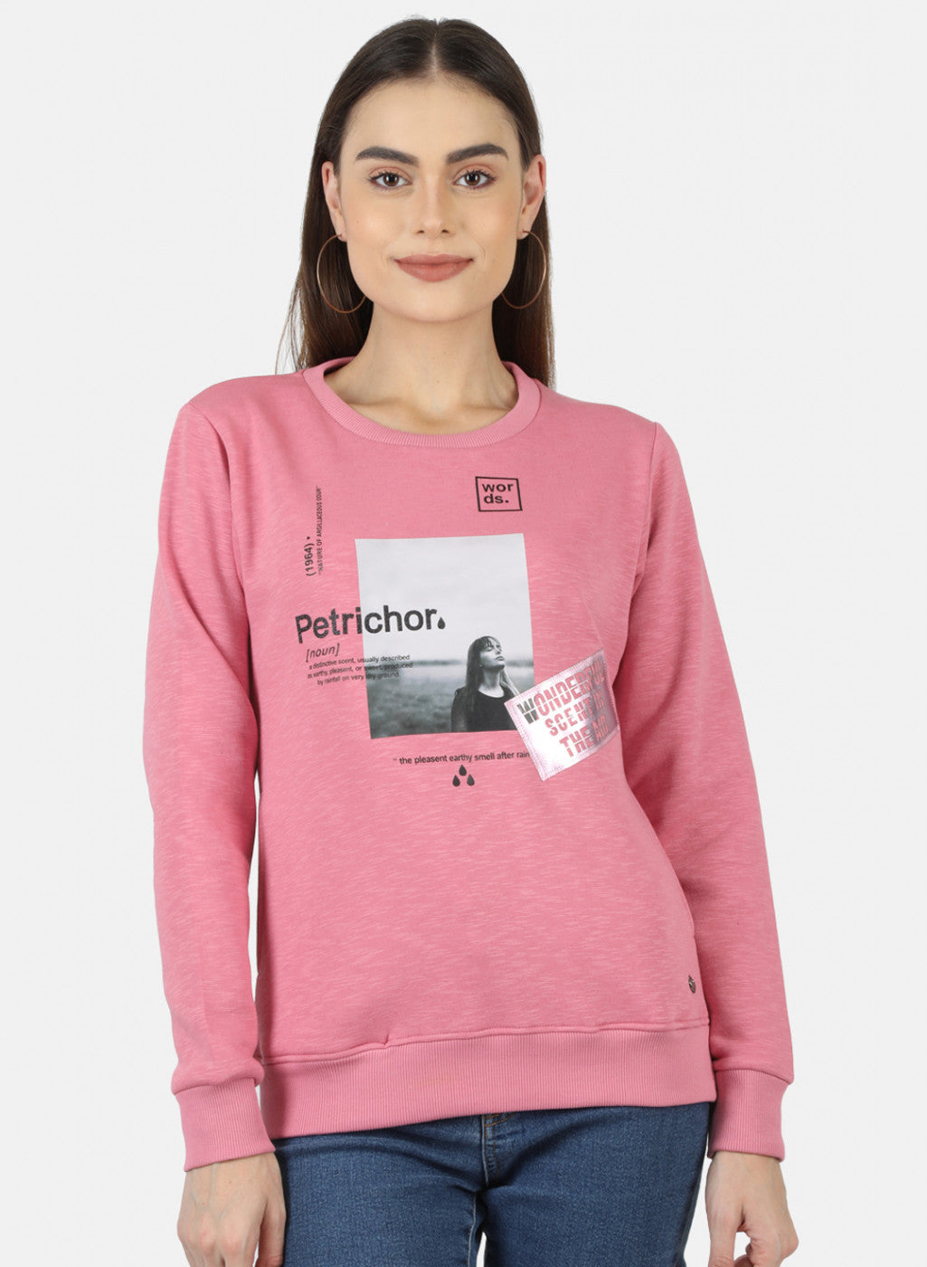 Women Pink Printed Sweatshirt