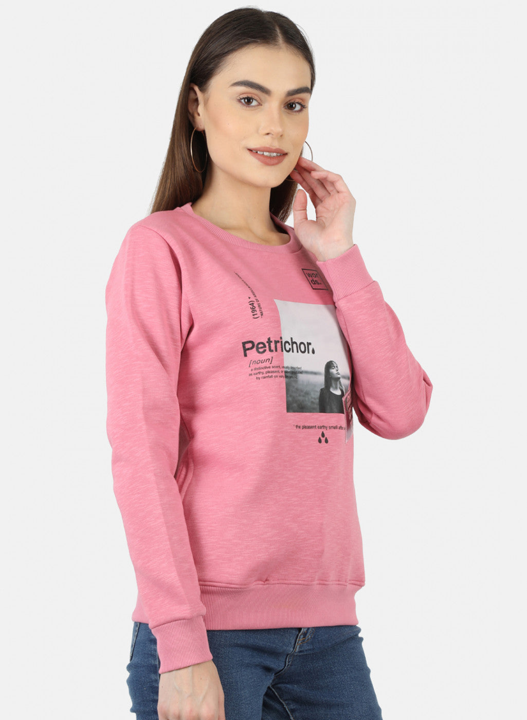 Women Pink Printed Sweatshirt