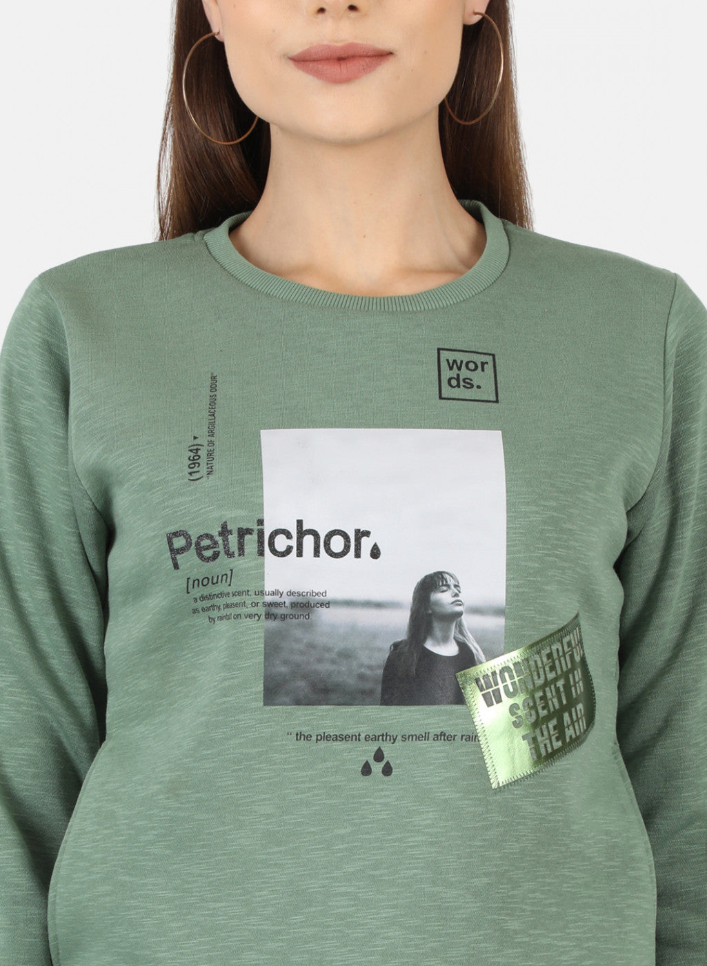 Women Green Printed Sweatshirt