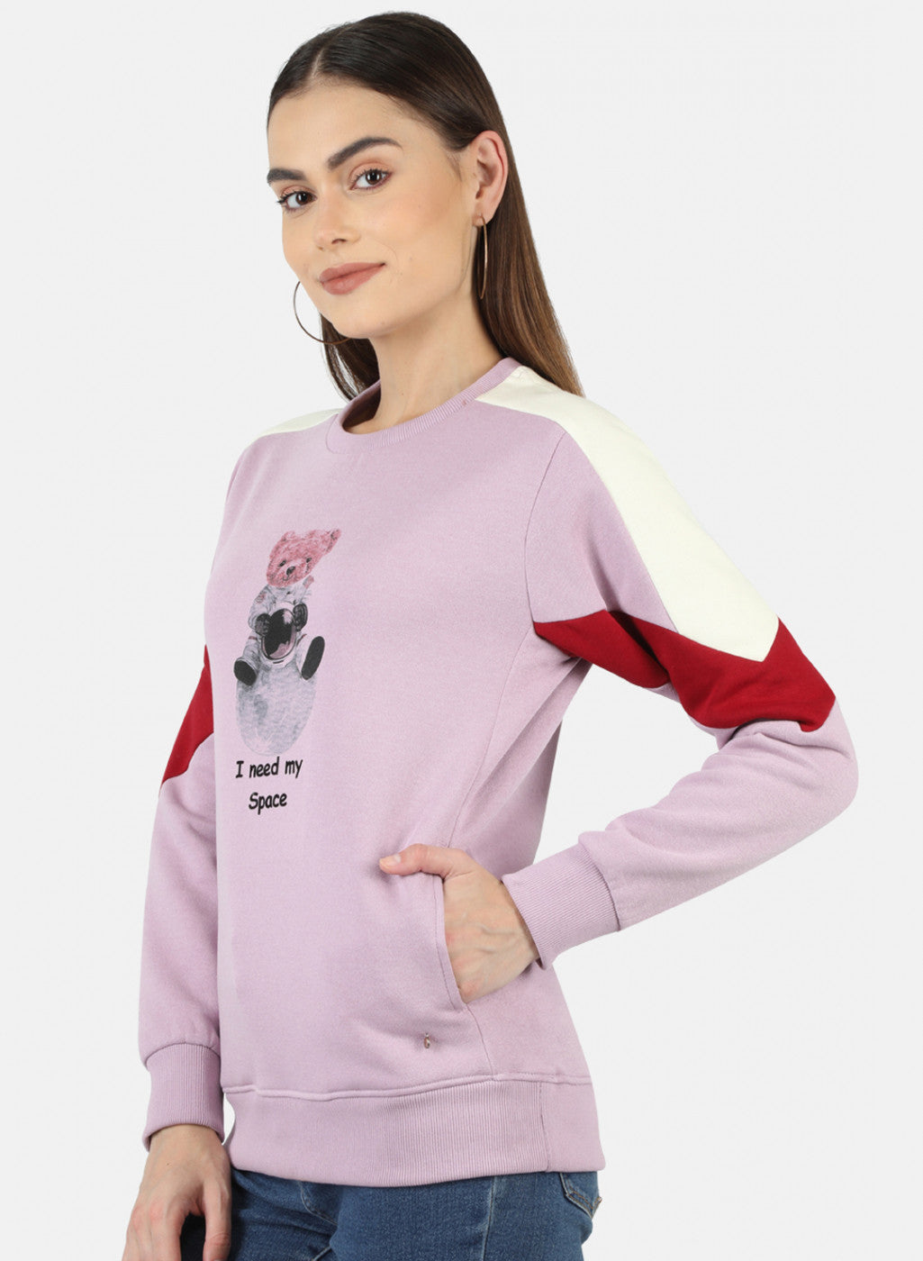 Women Purple Printed Sweatshirt