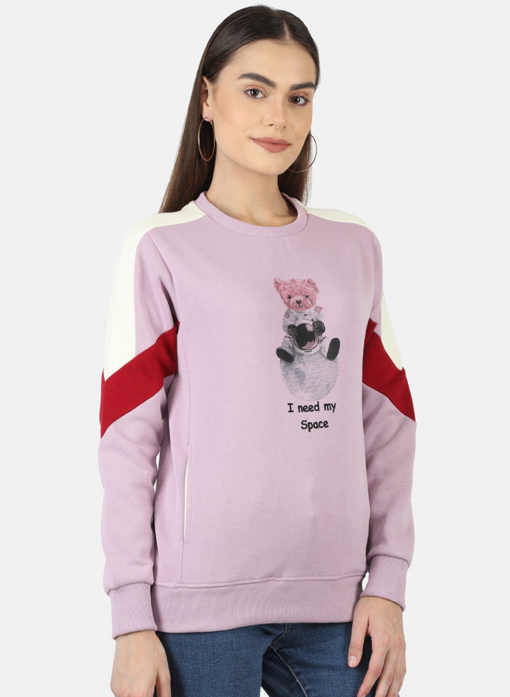 Women Purple Printed Sweatshirt