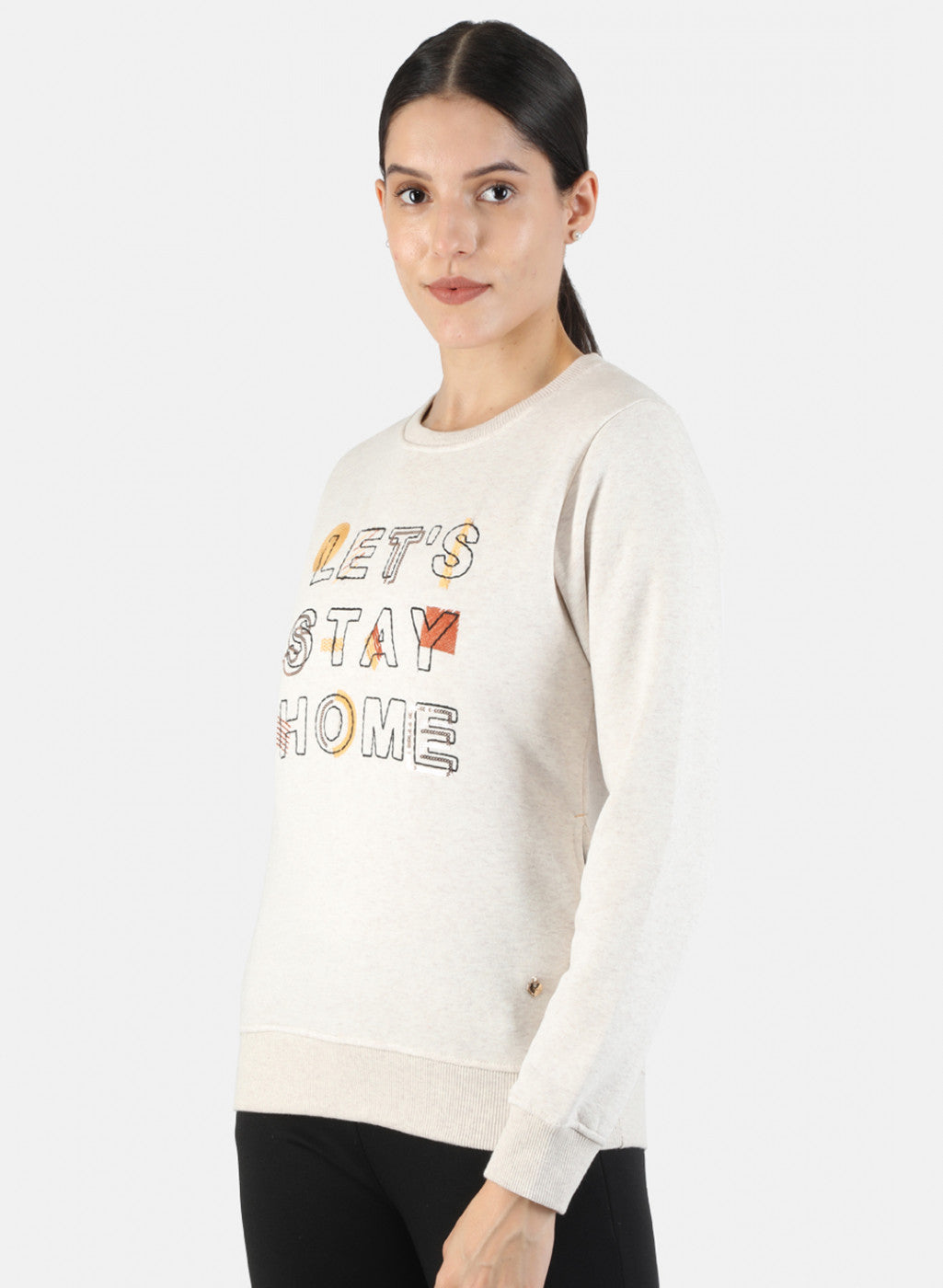 Women Beige Embroidered Sweatshirt