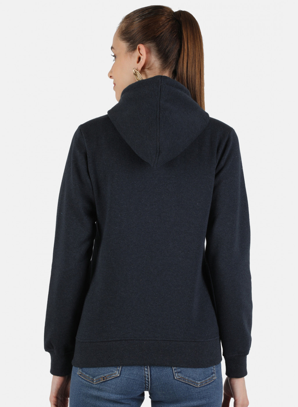 Women Navy Blue Printed Sweatshirt