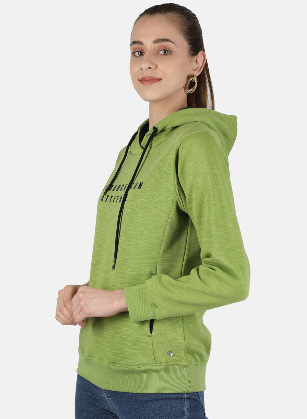 Women Green Printed Sweatshirt