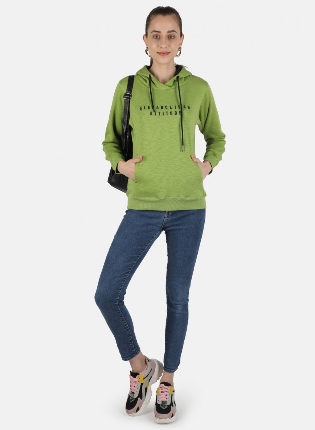 Women Green Printed Sweatshirt