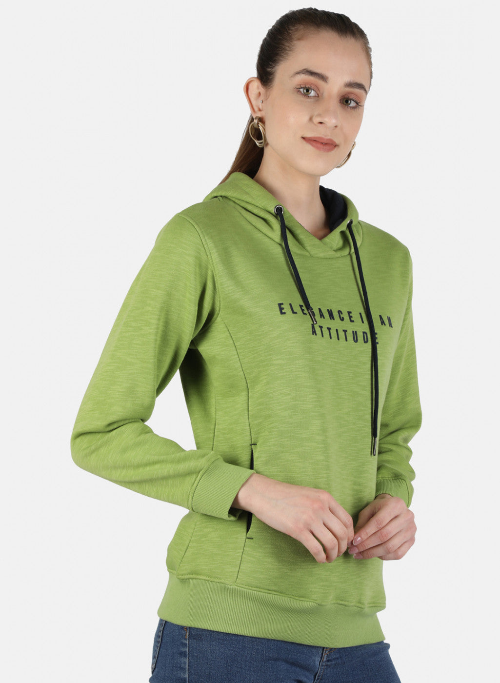 Women Green Printed Sweatshirt