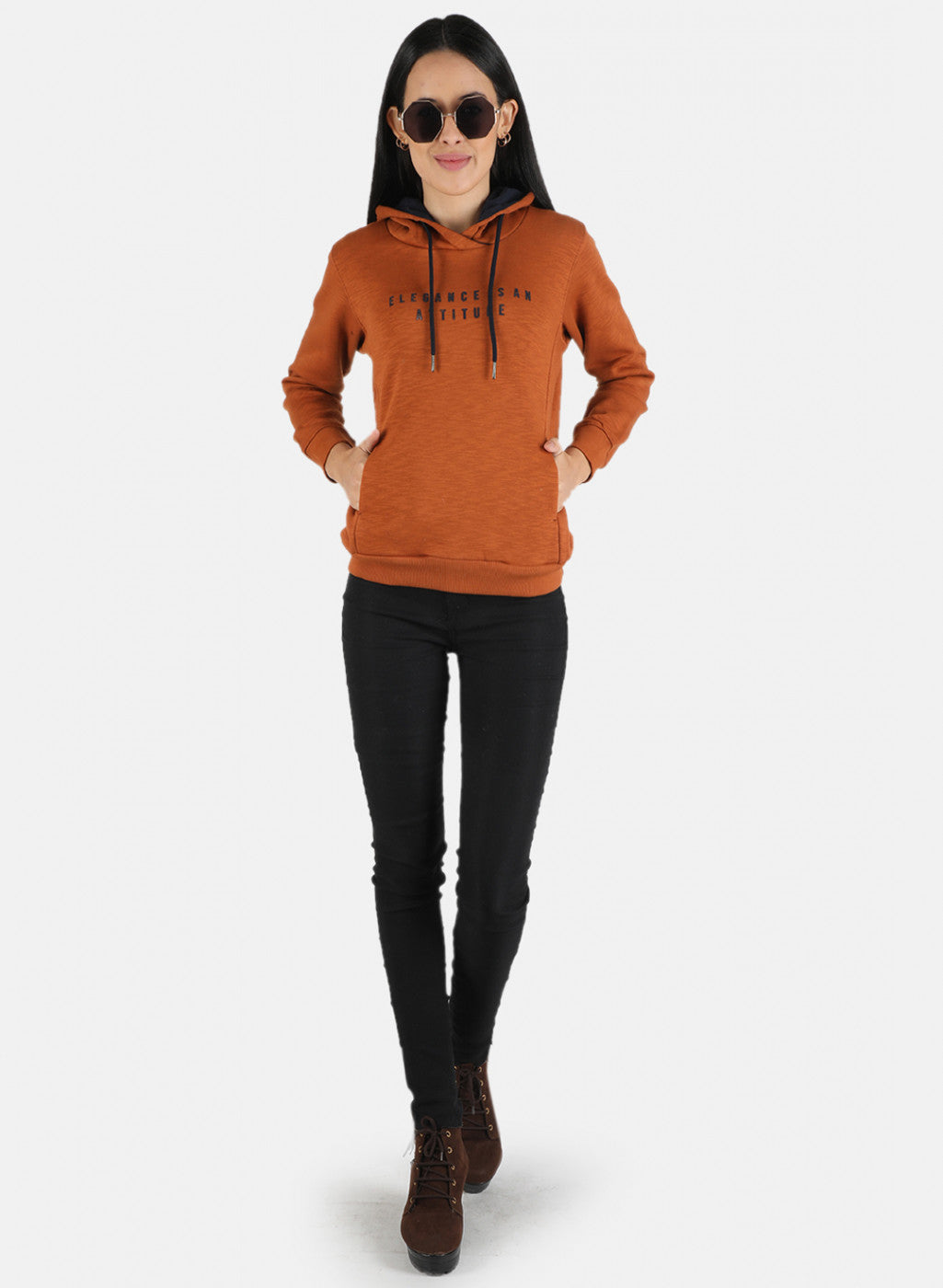 Women Brown Printed Sweatshirt