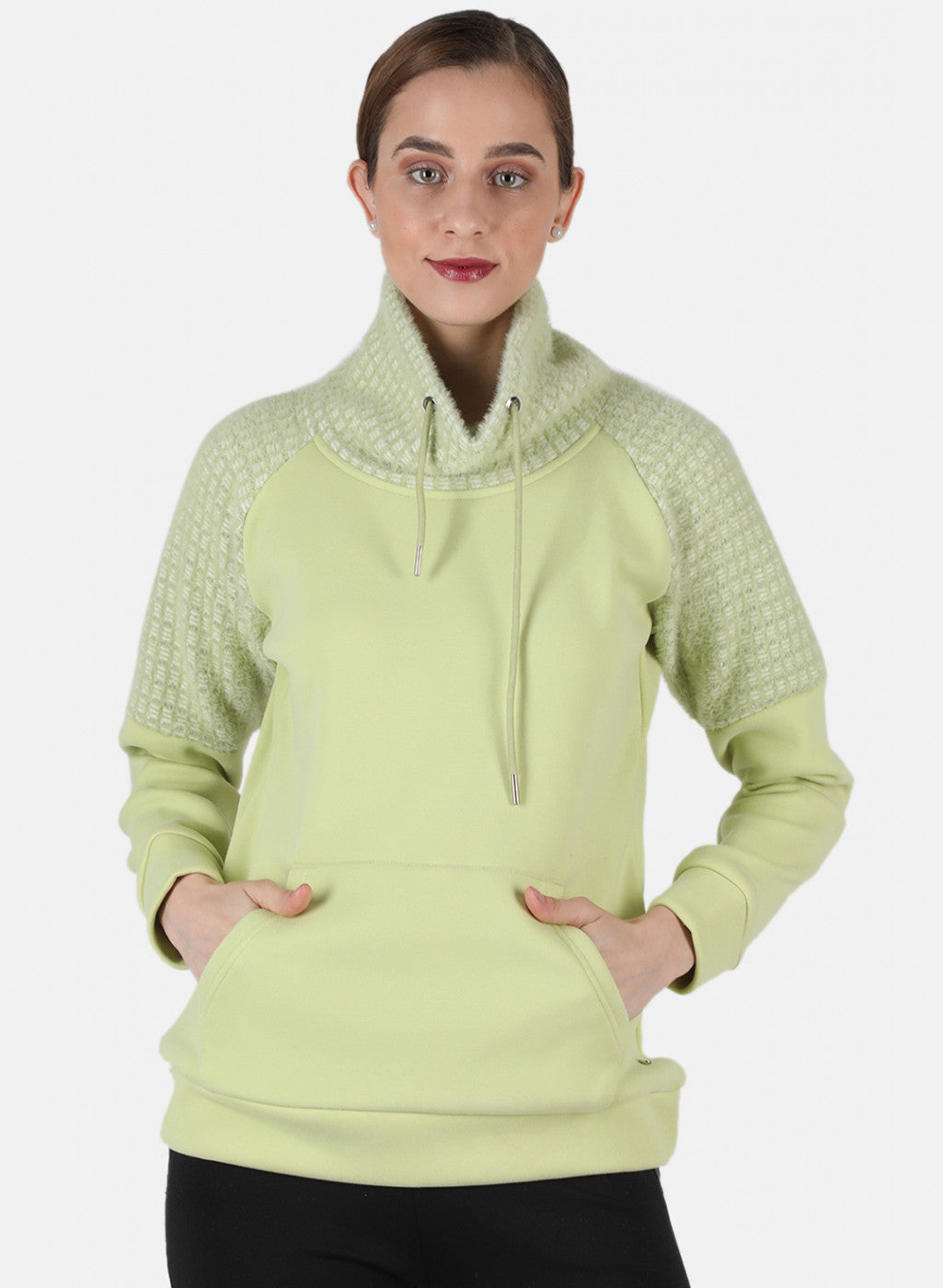 Women Green Solid Sweatshirt