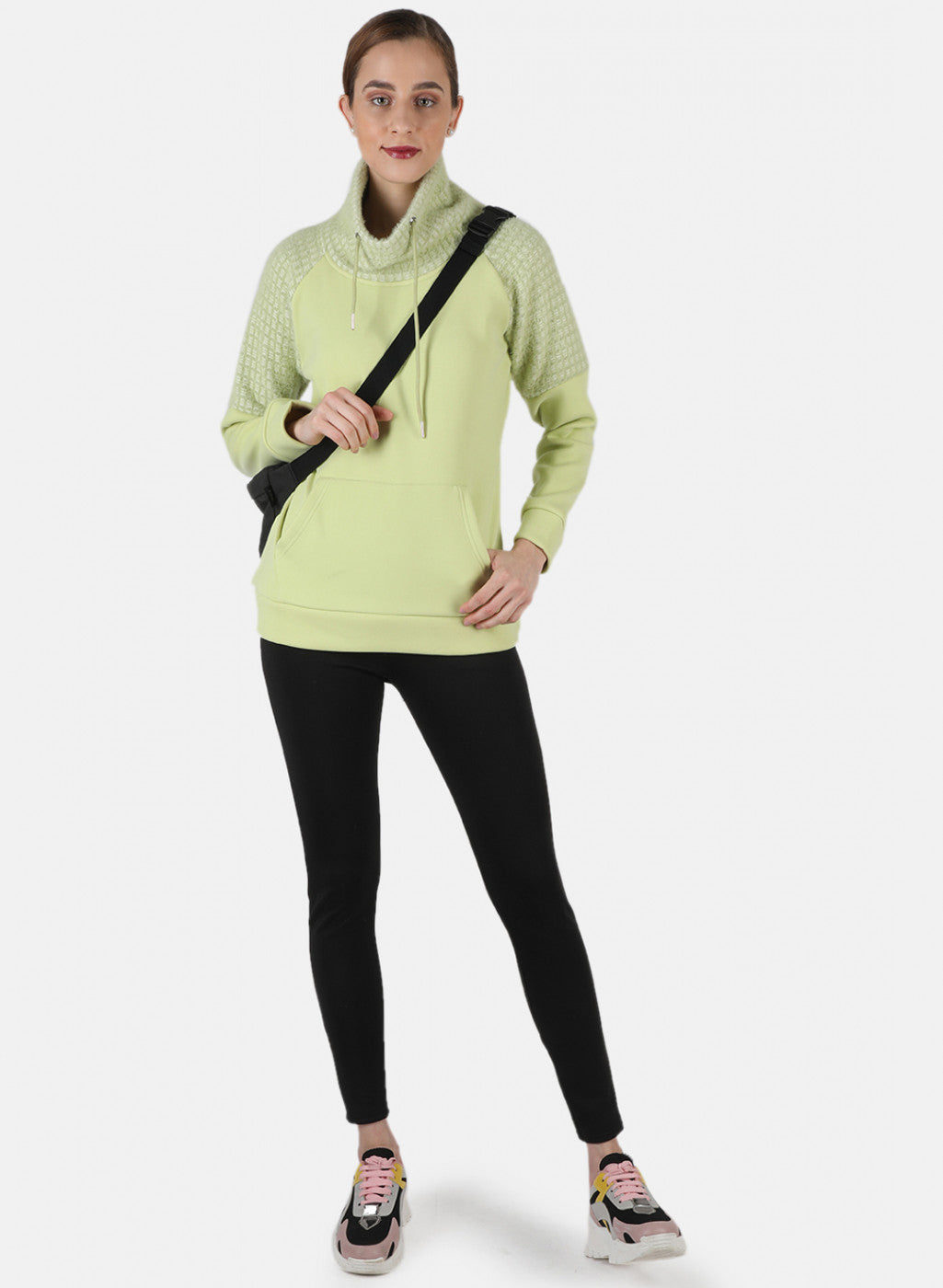 Women Green Solid Sweatshirt