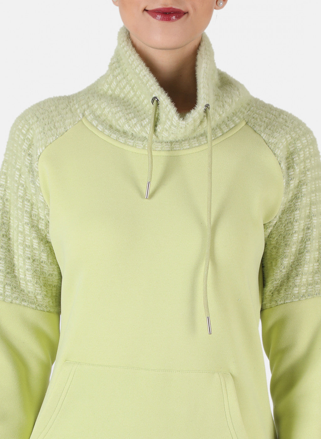 Women Green Solid Sweatshirt