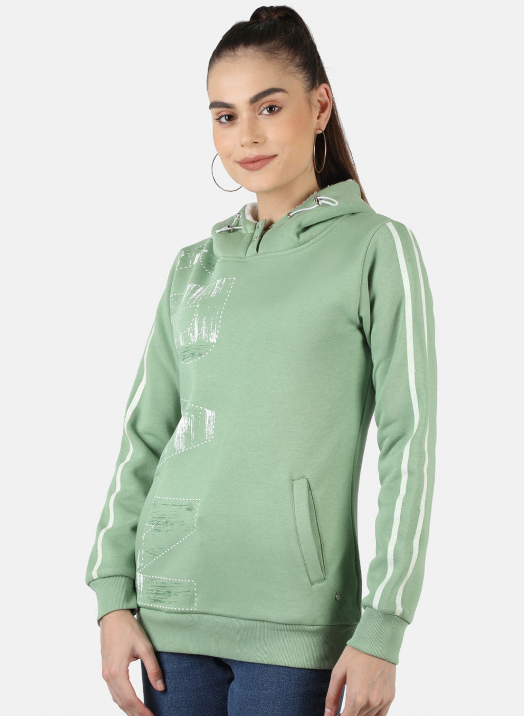 Women Green Printed Sweatshirt