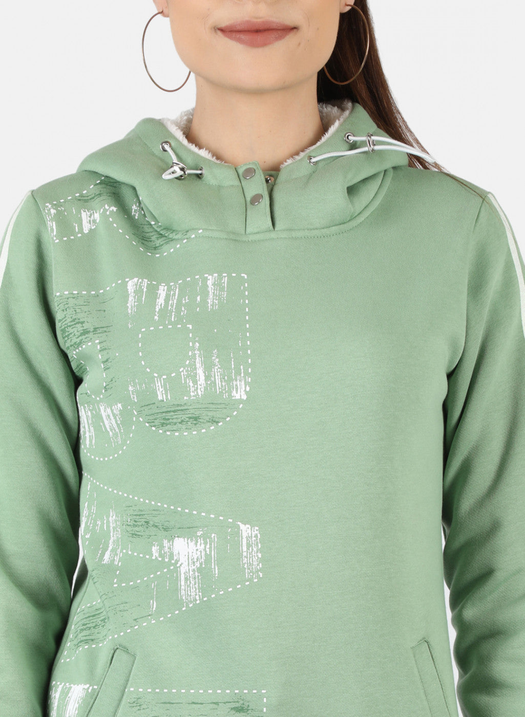 Women Green Printed Sweatshirt