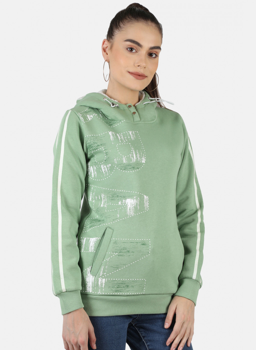 Women Green Printed Sweatshirt