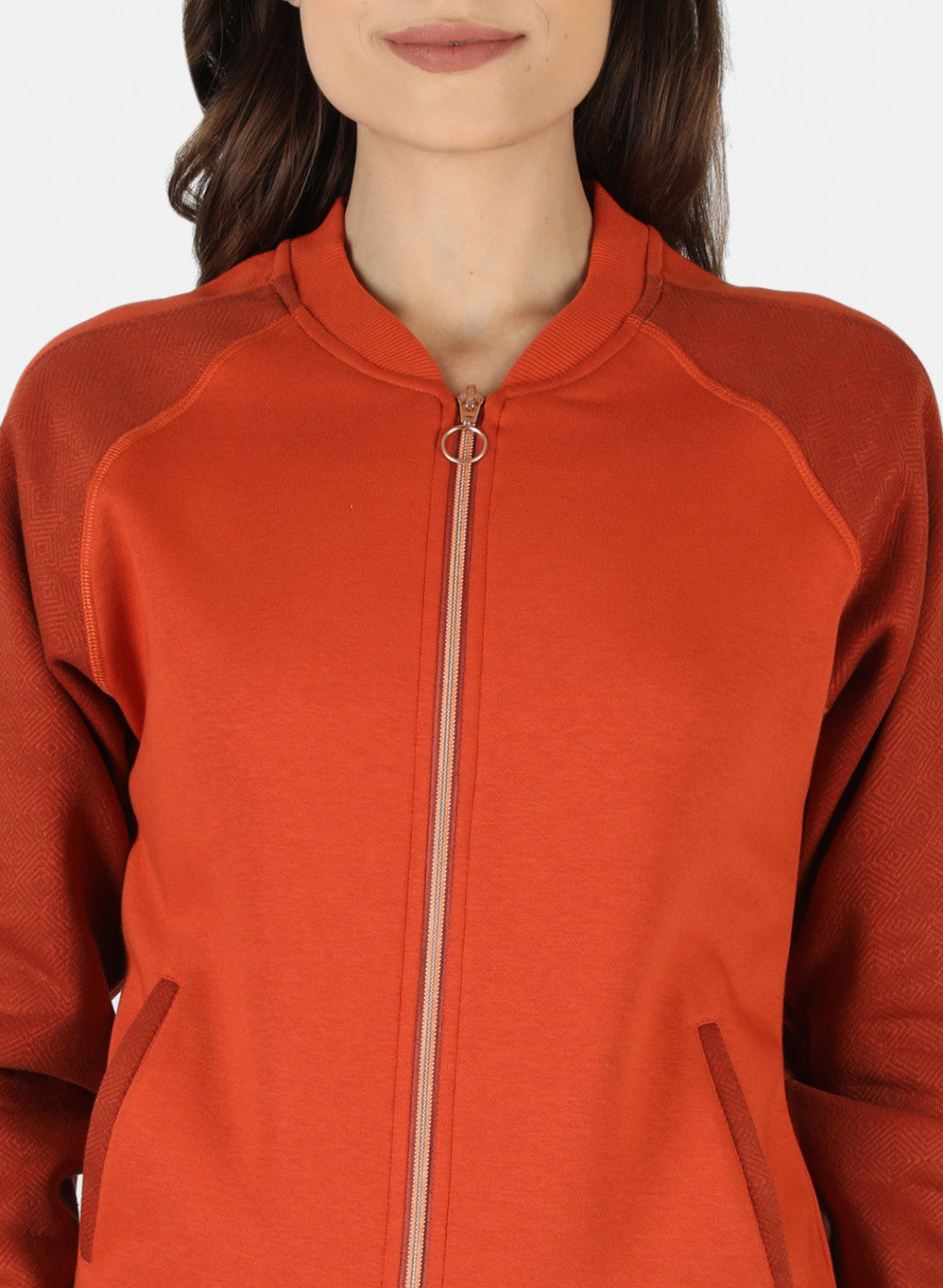 Women Orange Solid Sweatshirt