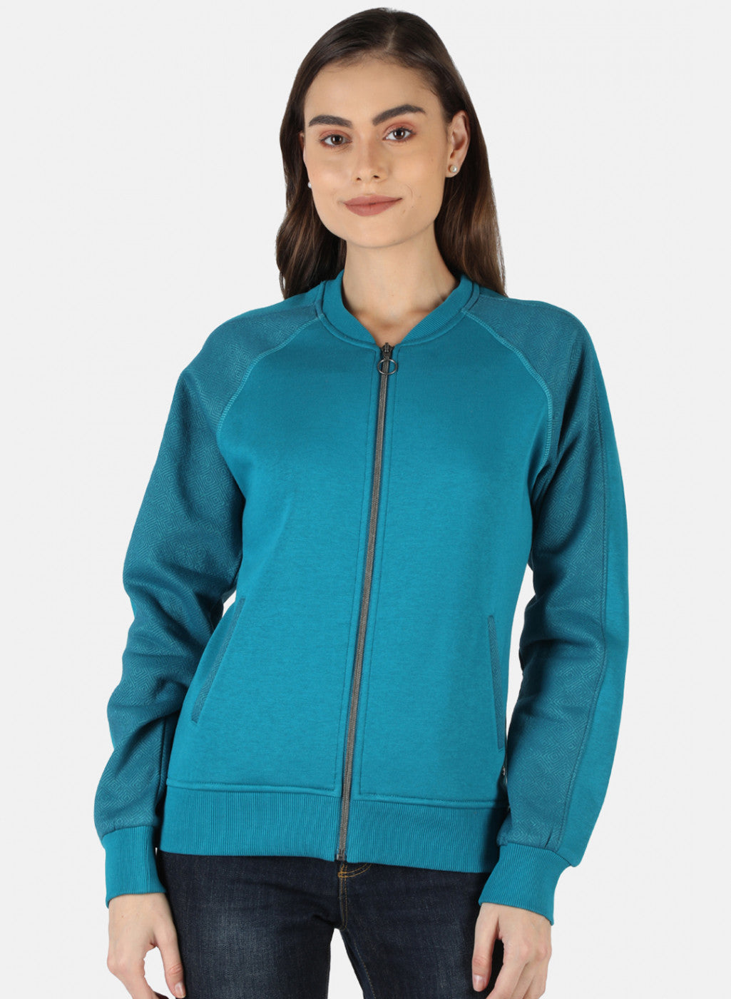 Women Blue Solid Sweatshirt