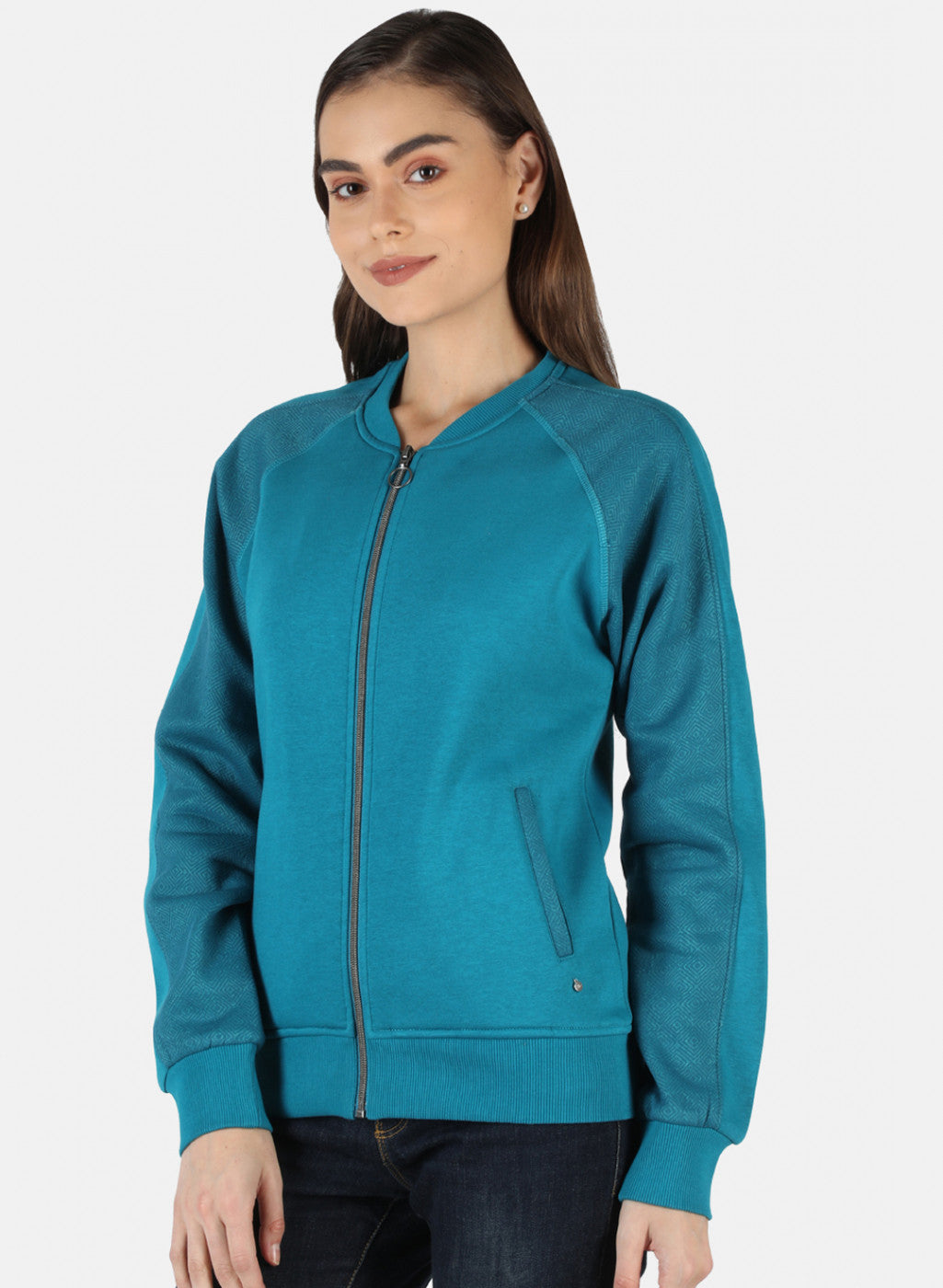 Women Blue Solid Sweatshirt