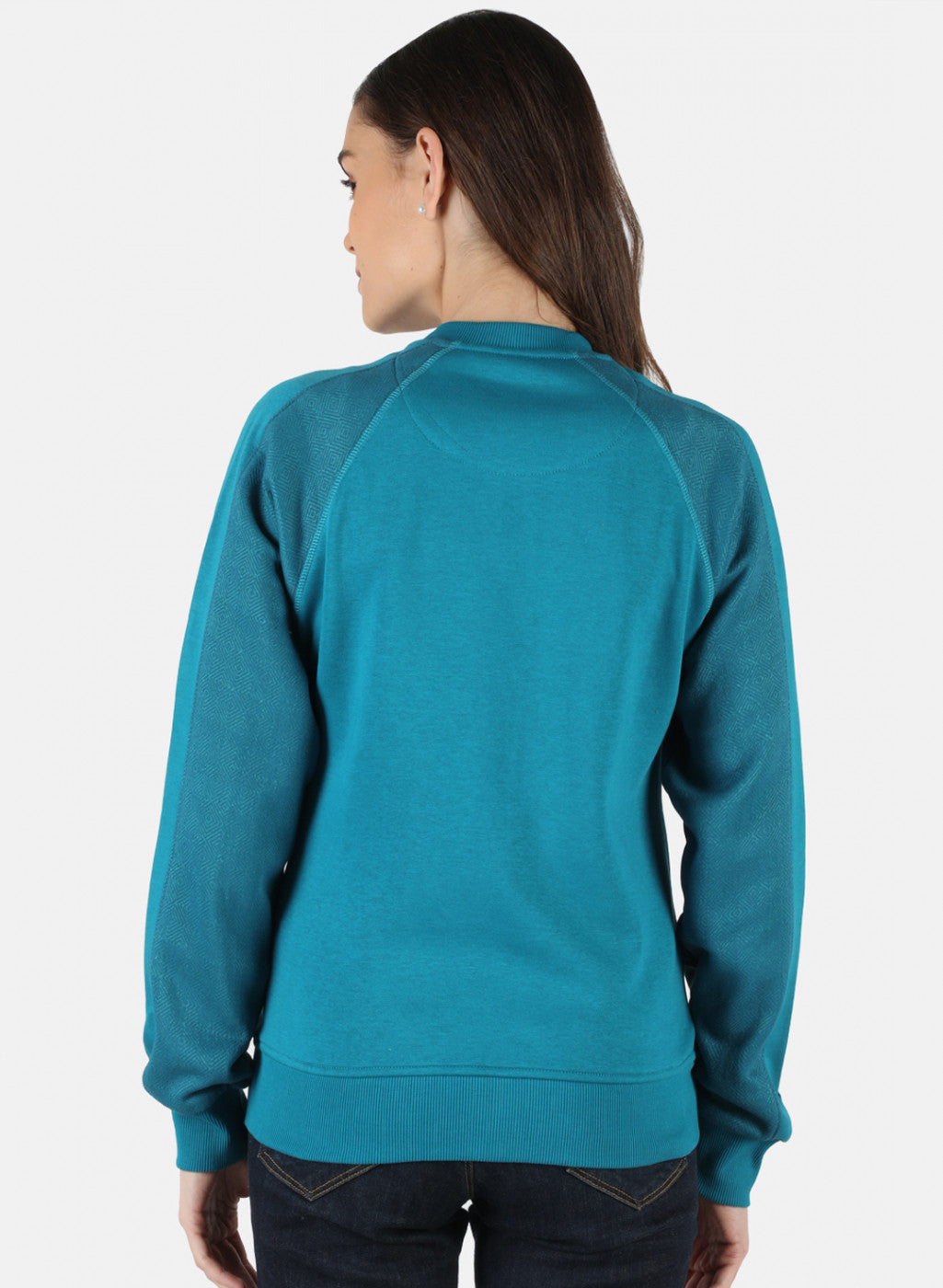 Women Blue Solid Sweatshirt