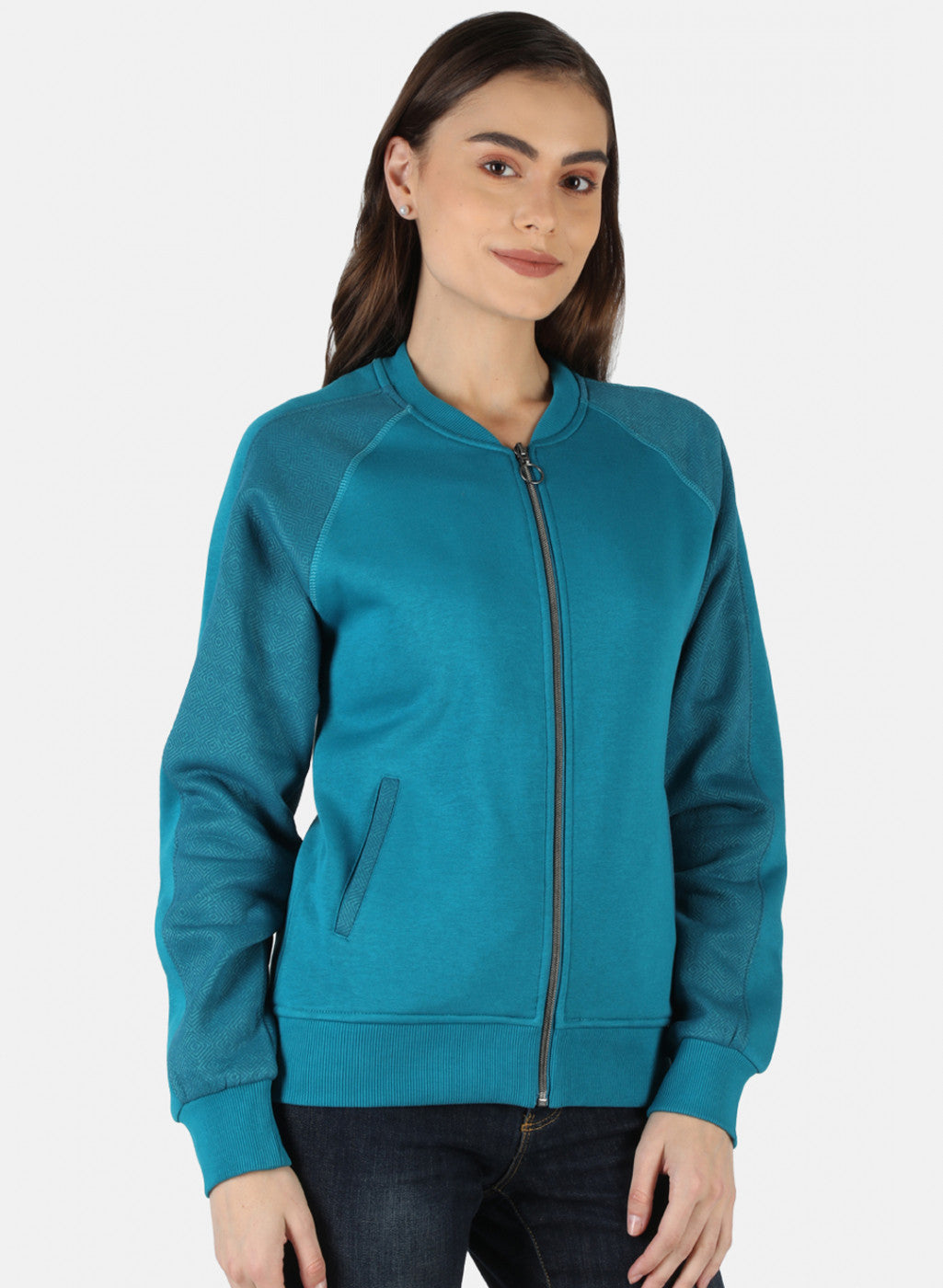 Women Blue Solid Sweatshirt