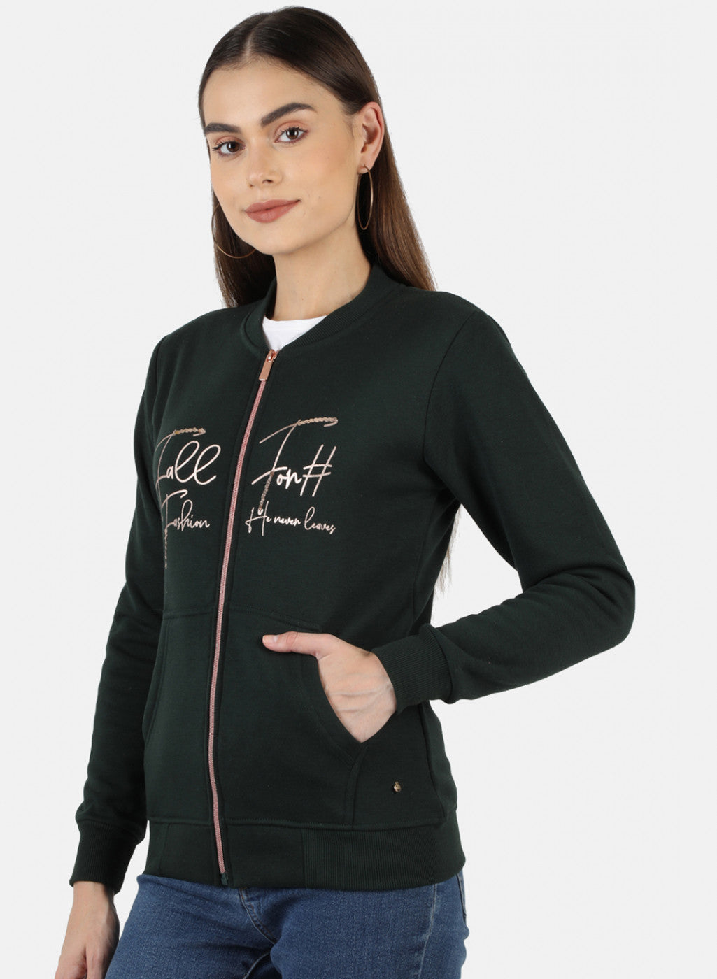 Women Green Printed Sweatshirt