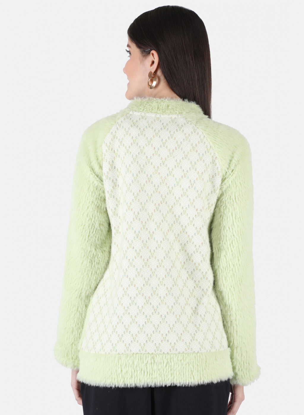 Women Green Jaquard Sweatshirt