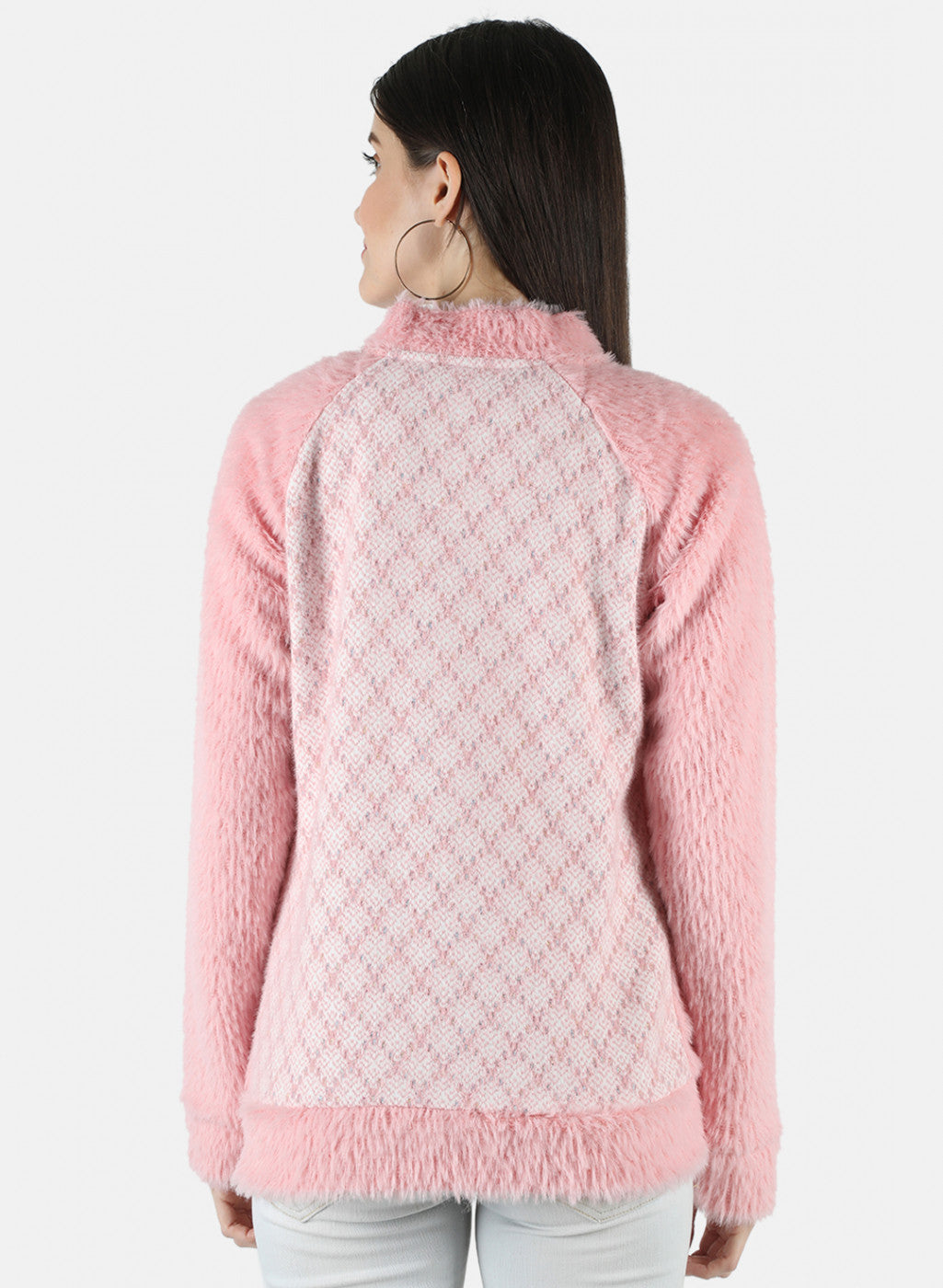 Women Pink Jaquard Sweatshirt