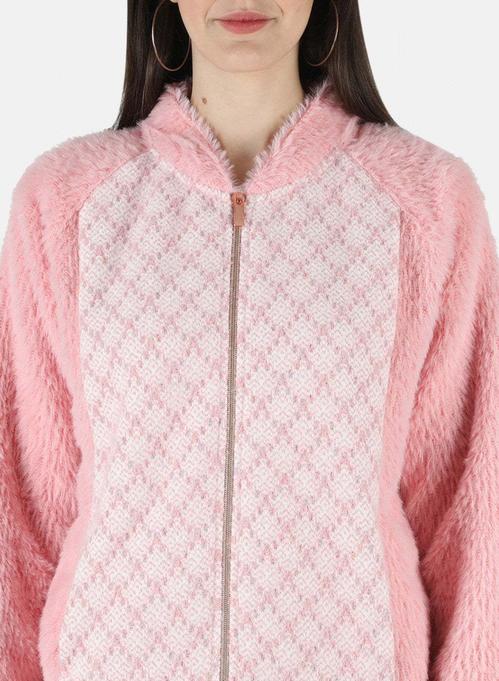 Women Pink Jaquard Sweatshirt