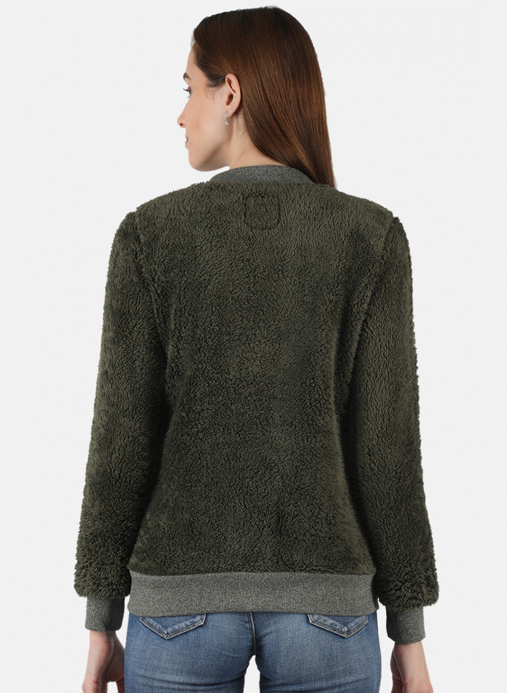 Women Green Solid Sweatshirt