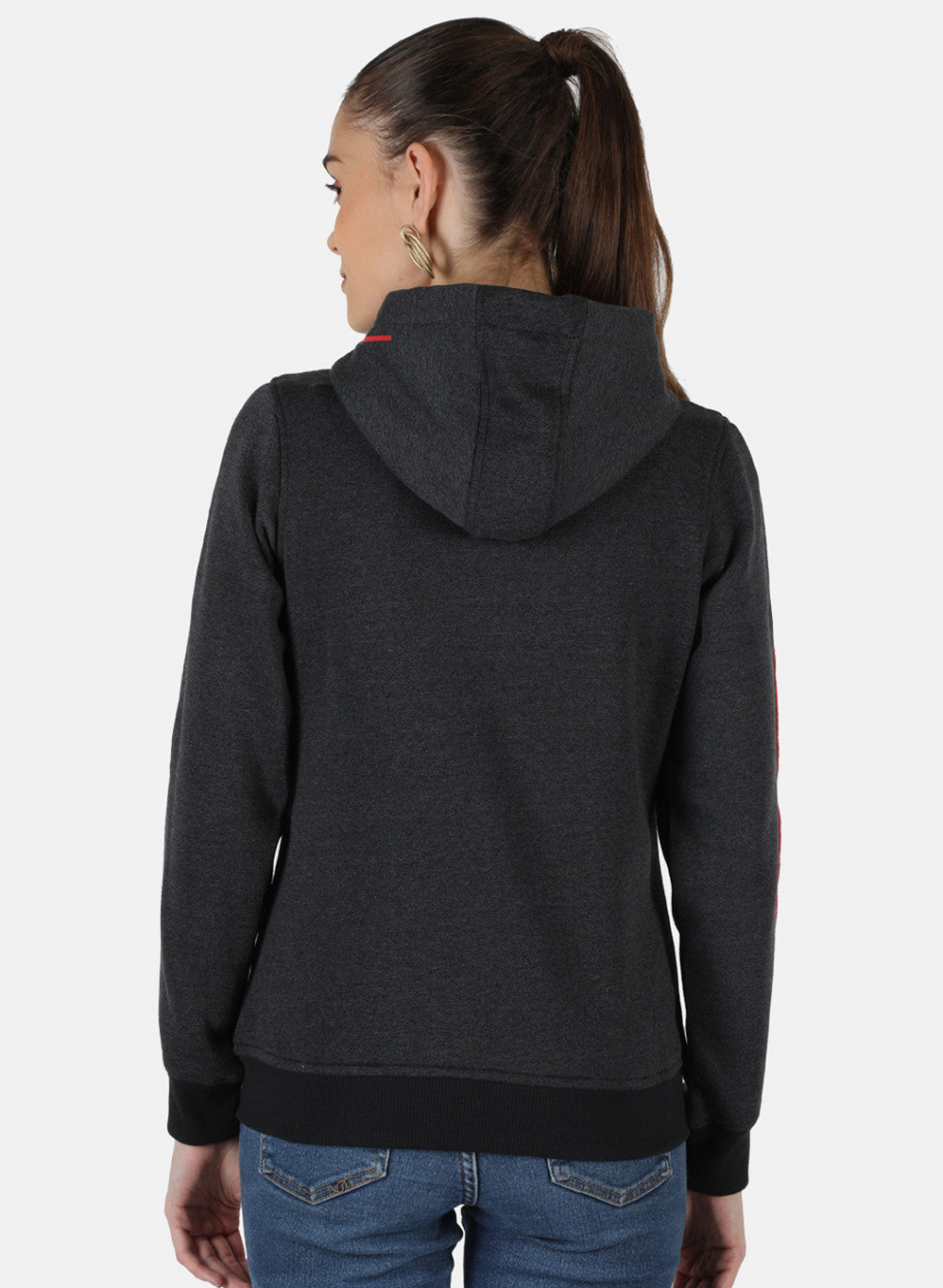 Women Black Solid Sweatshirt