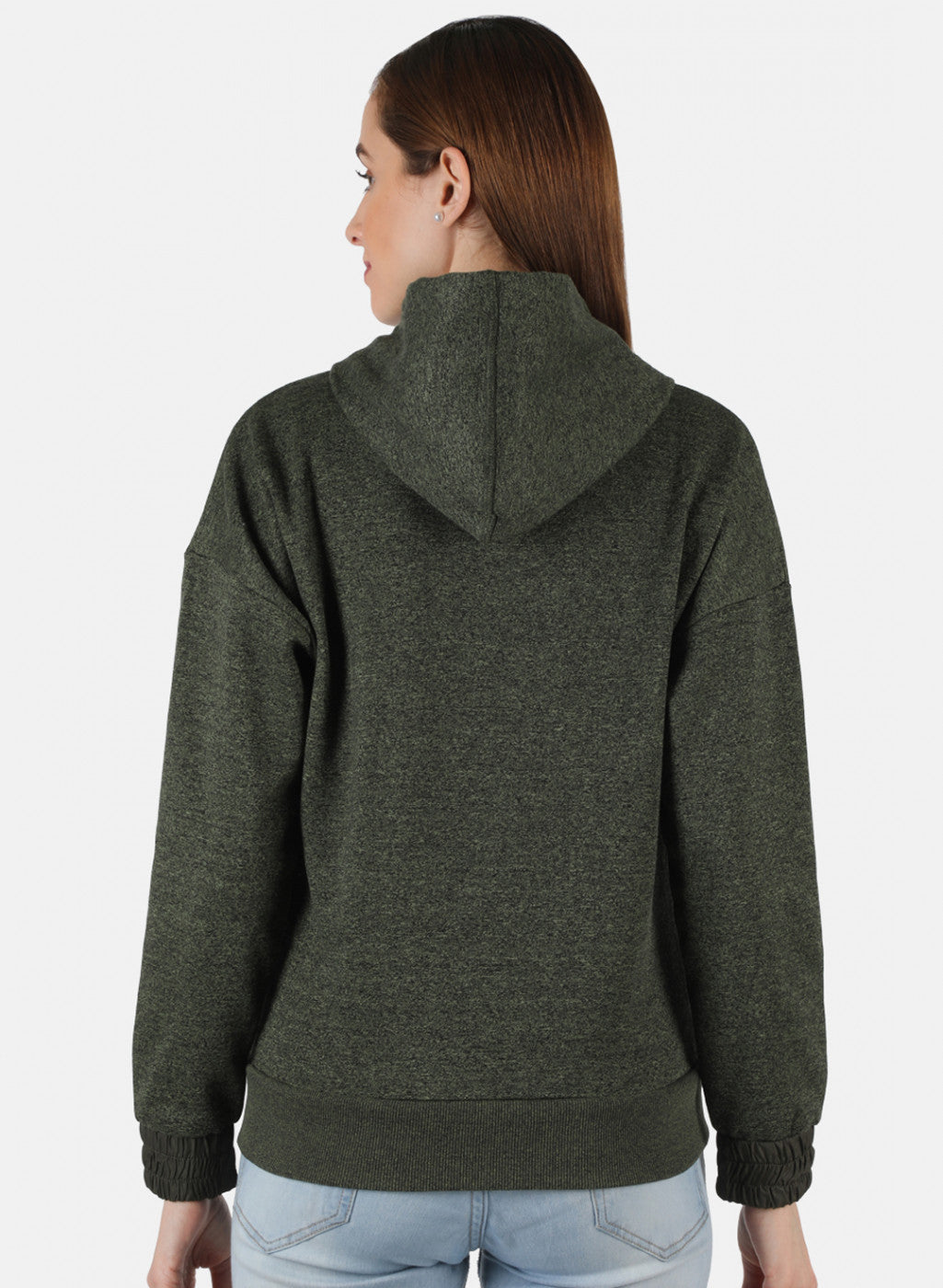 Women Olive Solid Sweatshirt