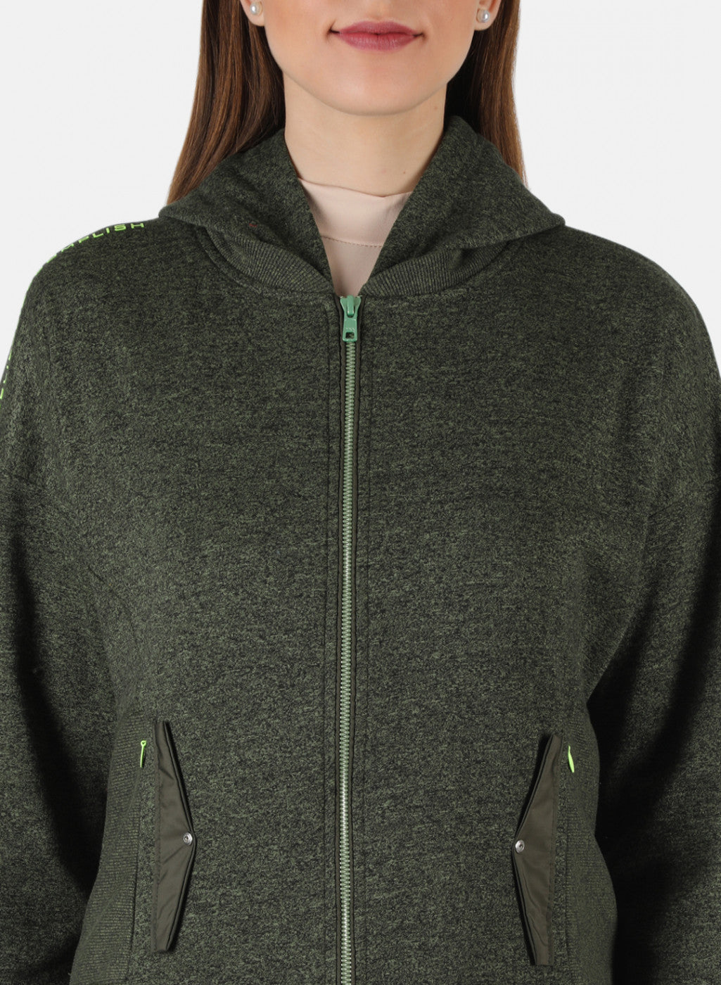 Women Olive Solid Sweatshirt