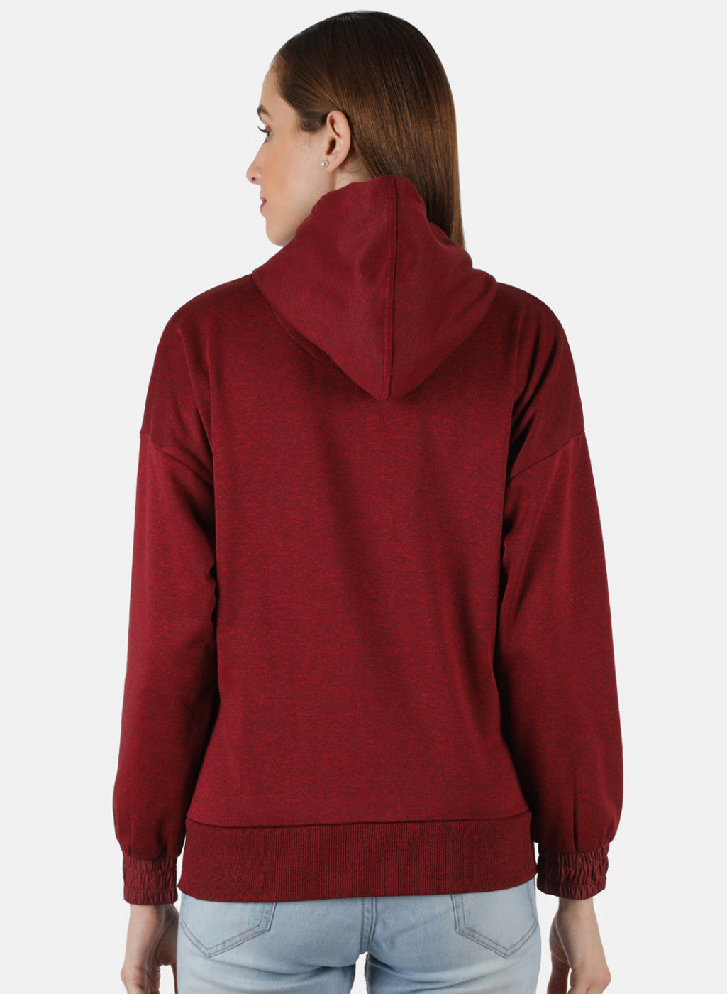 Women Maroon Solid Sweatshirt