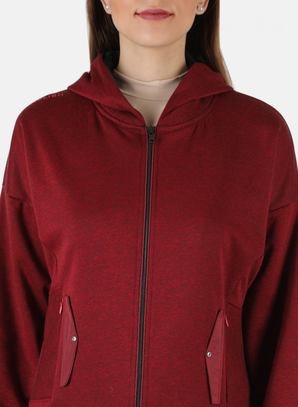 Women Maroon Solid Sweatshirt