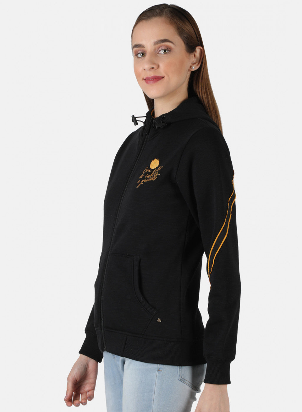 Women Black Solid Sweatshirt