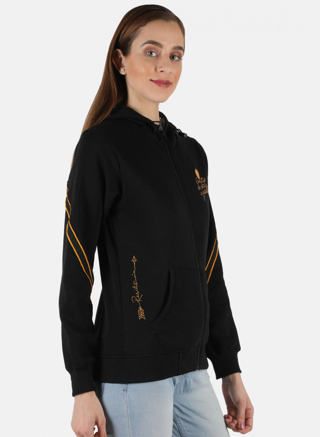 Women Black Solid Sweatshirt