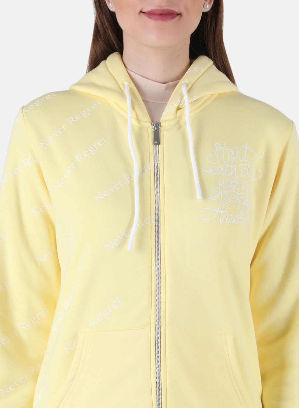 Women Yellow Printed Sweatshirt