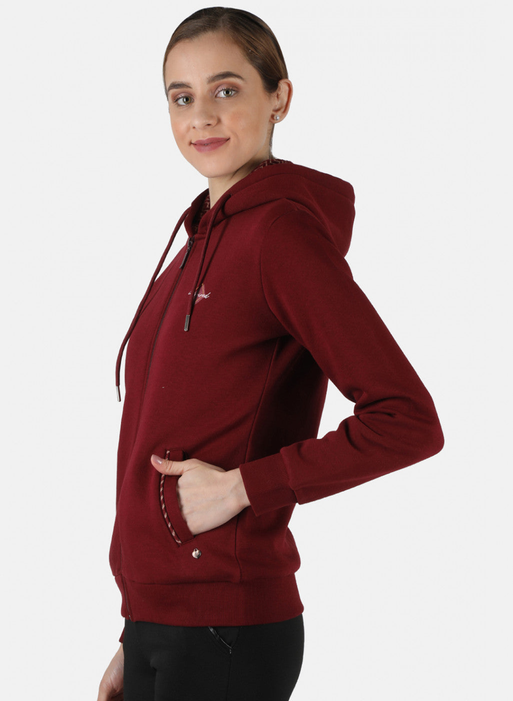 Women Maroon Solid Sweatshirt