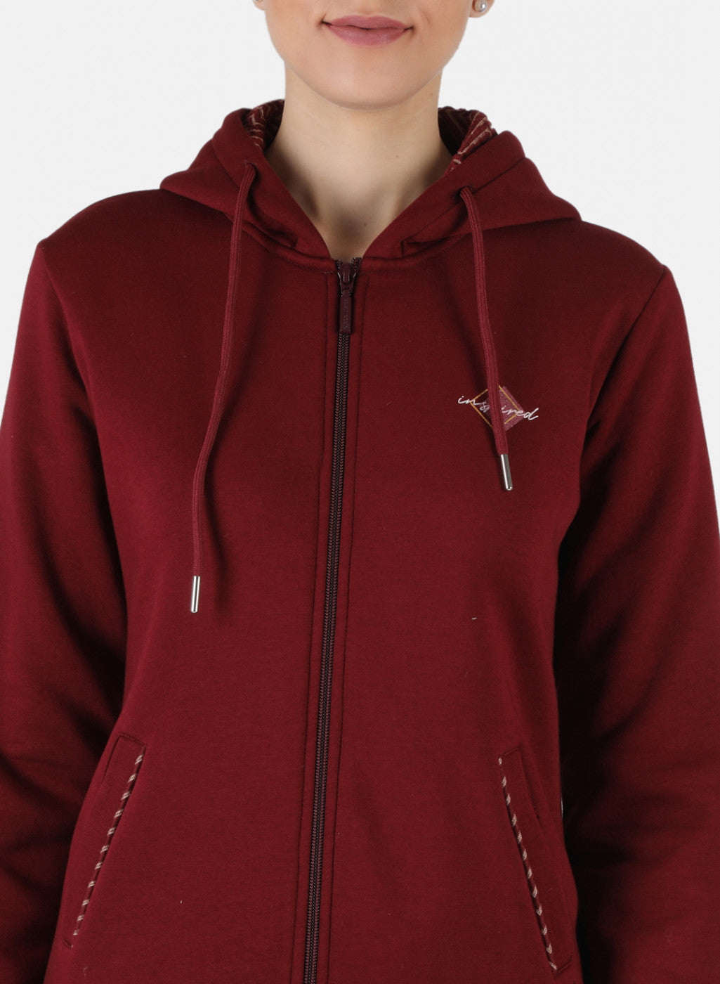 Women Maroon Solid Sweatshirt