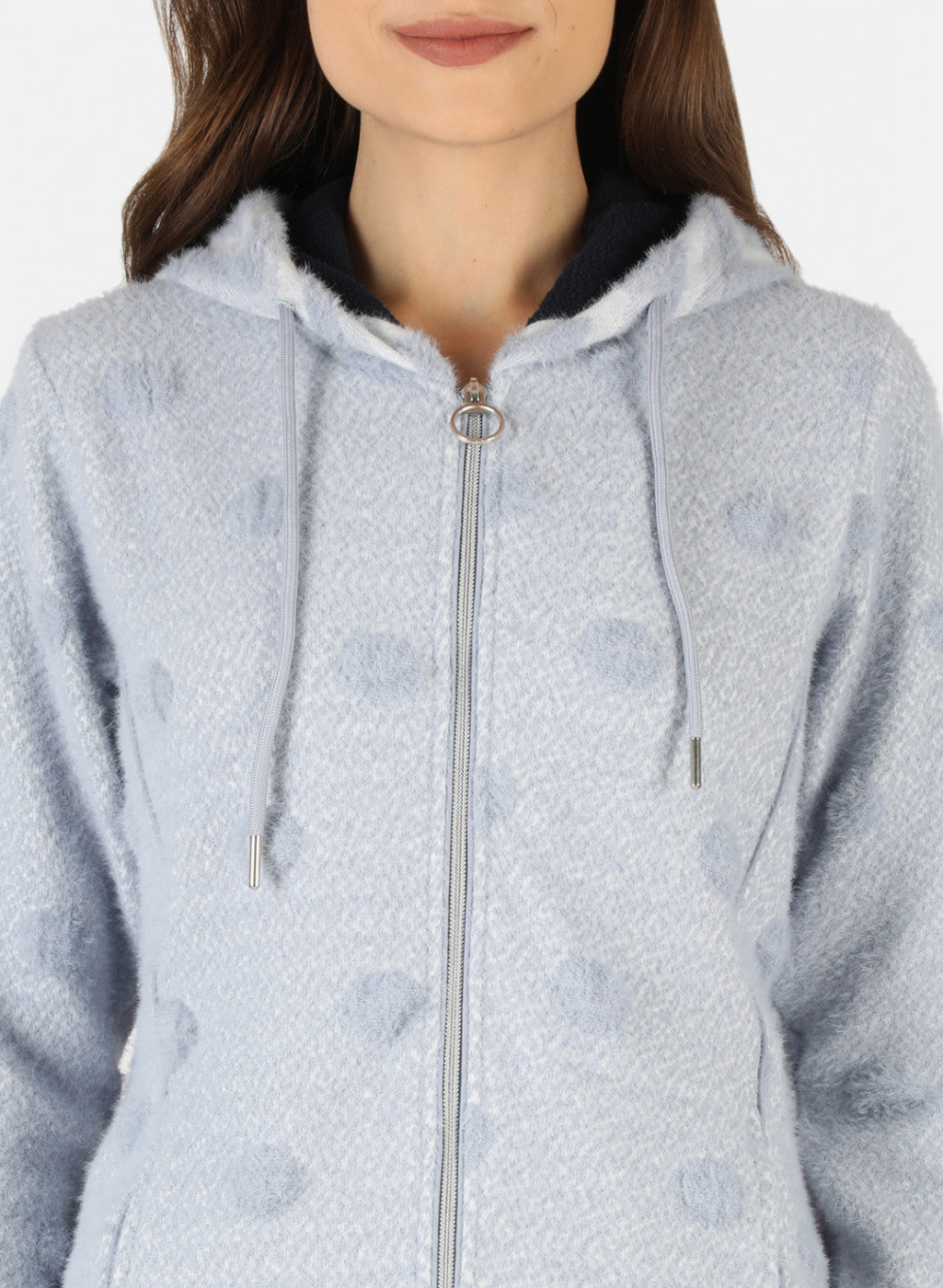 Women Blue Jaquard Sweatshirt